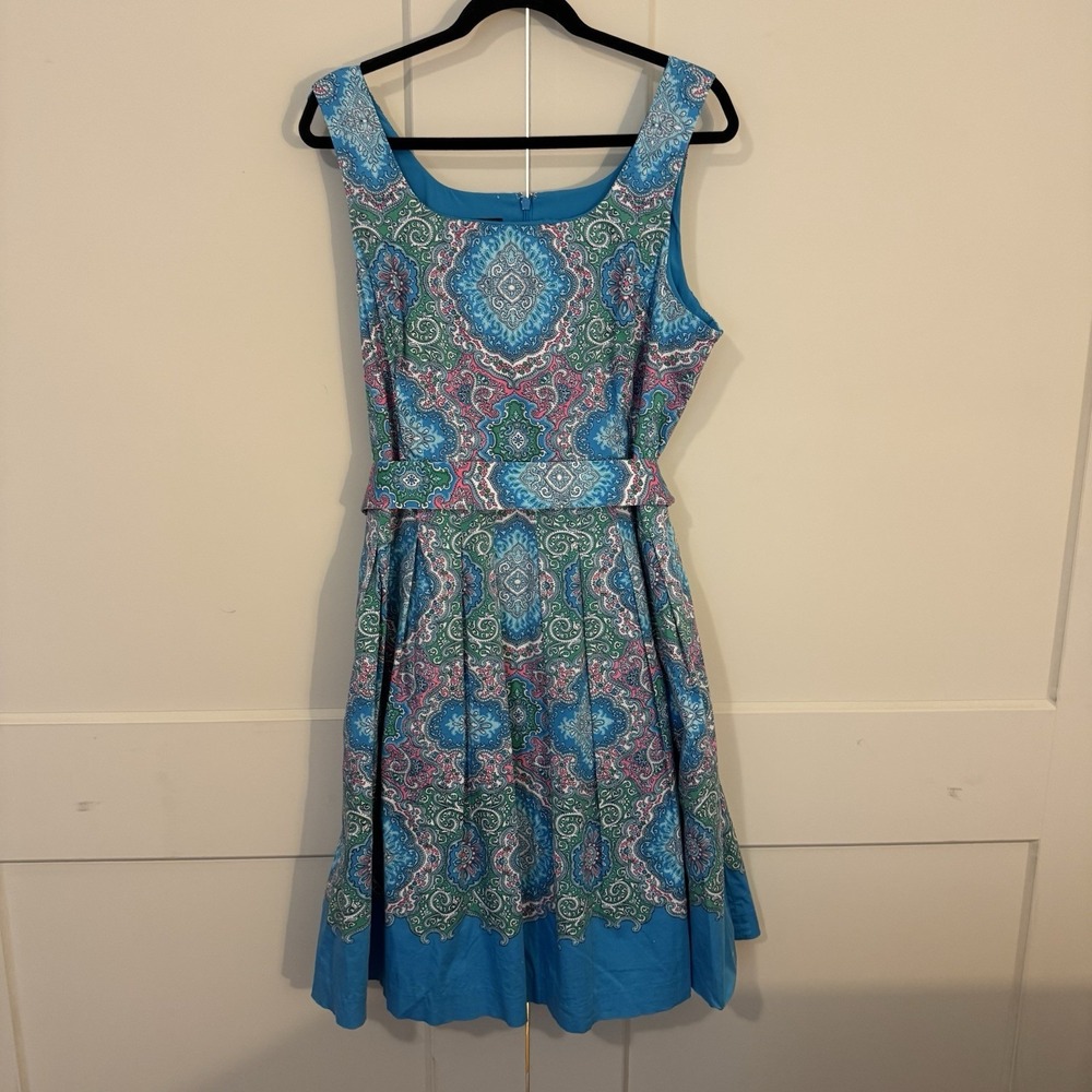 Talbots Blue Multi Paisley Fit-and-Flare Dress